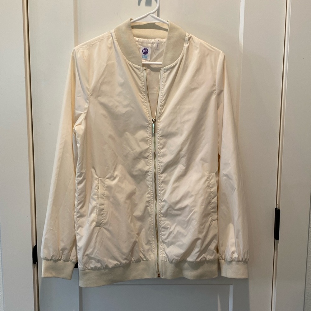 Ladies‎ Joy Clean Boss Full Zip Jacket with Gold Color Zipper.  Cream Color.